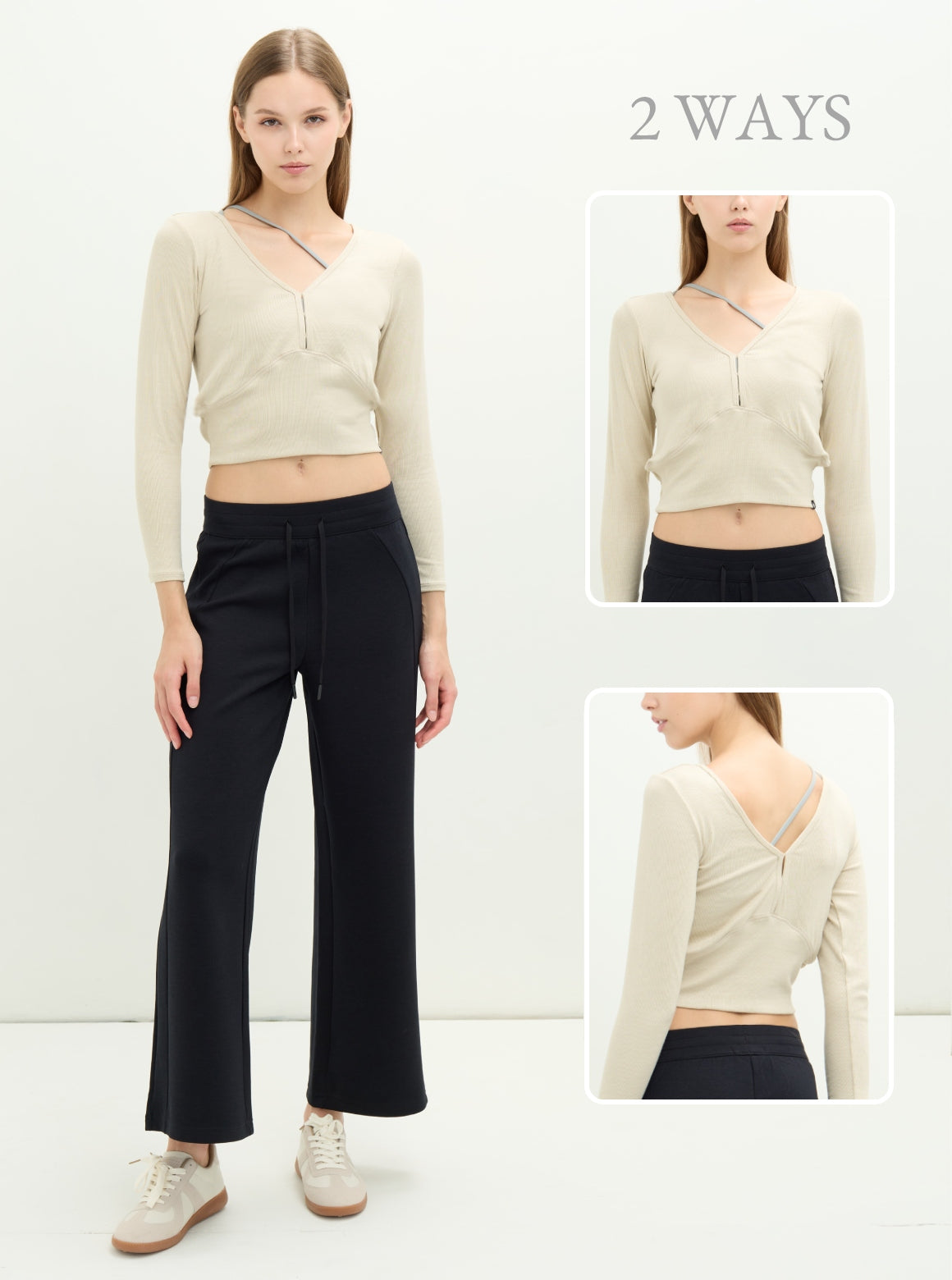 SLOW LIFE 兩穿柔彈羅紋上衣_Nude T357