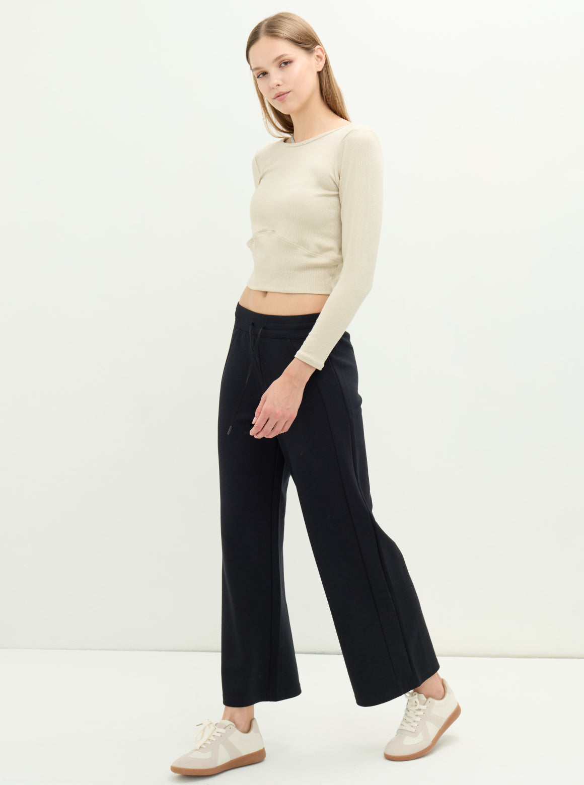 SLOW LIFE 兩穿柔彈羅紋上衣_Nude T357