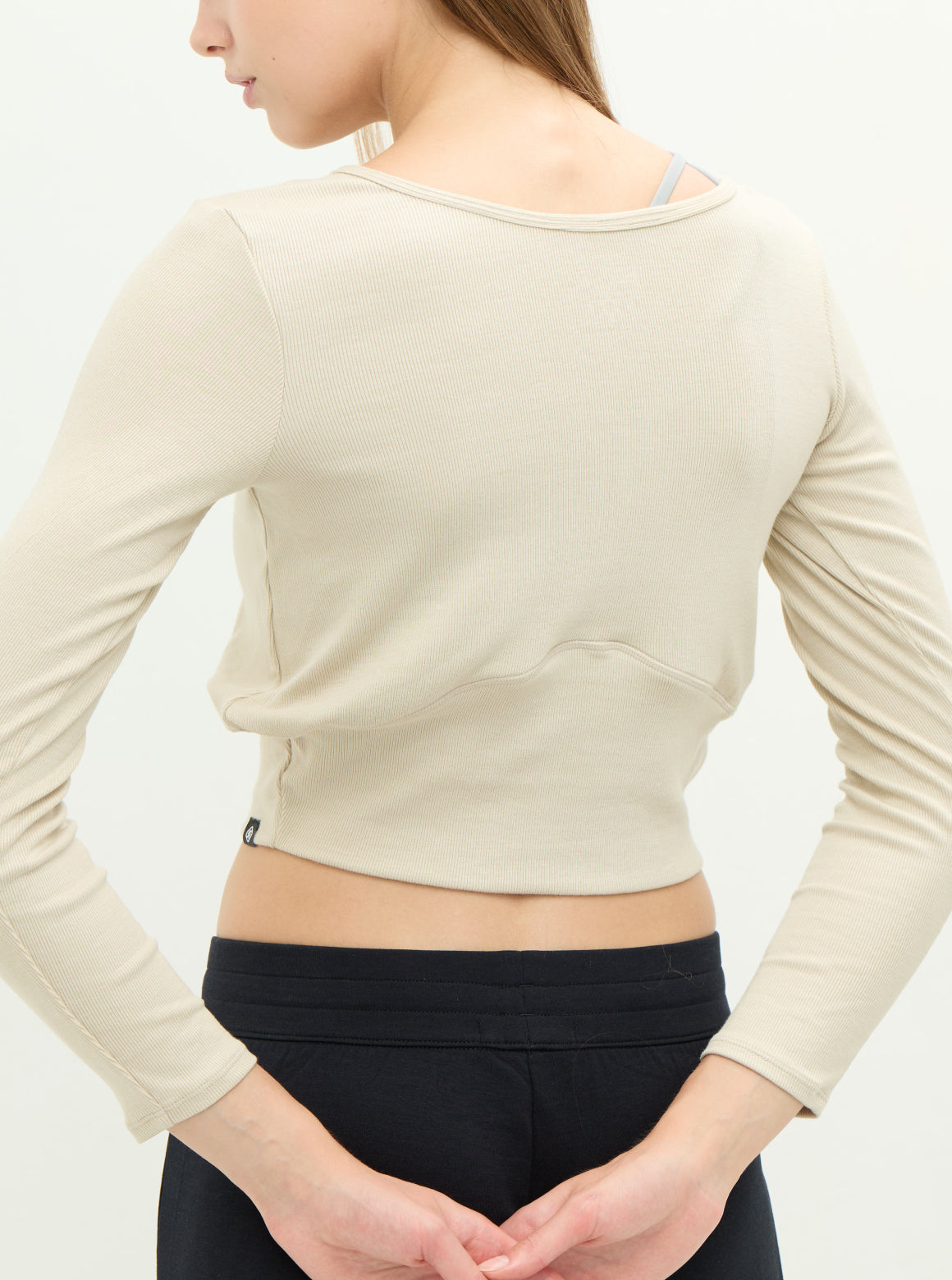 SLOW LIFE 兩穿柔彈羅紋上衣_Nude T357