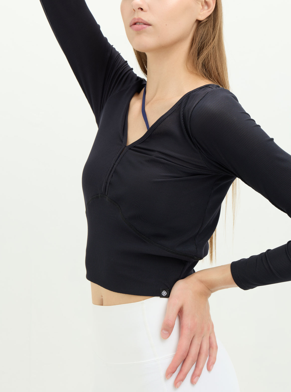 SLOW LIFE 兩穿柔彈羅紋上衣_Black T357