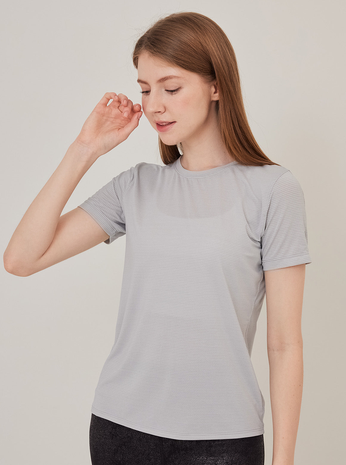 FOREVER LAUGH 銀纖垂感抽褶上衣_Cloud Gray T239 - S2N ACTIVE